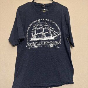 Vintage 1990 Charleston, South Carolina Sailing Boat Grey Tee